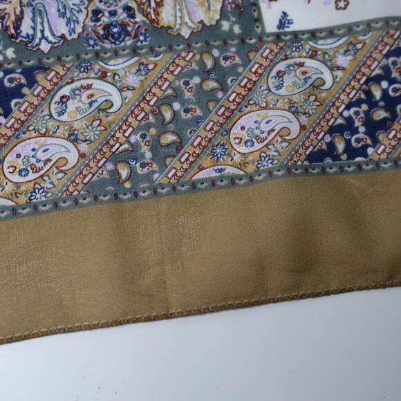 VTG Patchwork Square Scarf Paisley Rose Western Hippie Boho Gma Cottage Floral - Picture 4 of 4